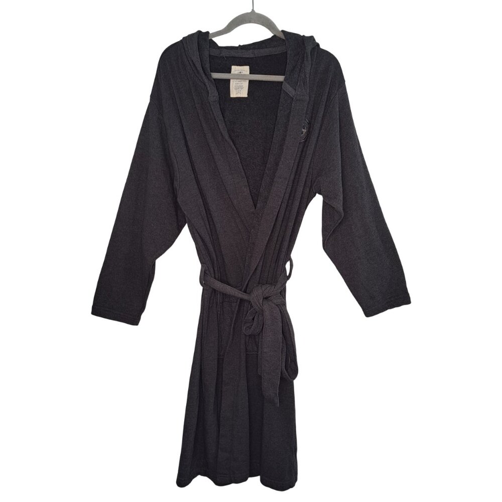 Lucky Brand Charcoal Gray Hooded Belted Robe Size S/M